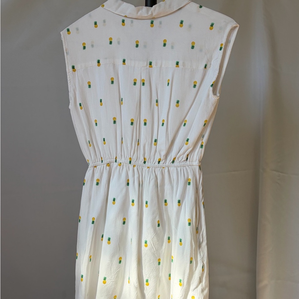 Japna White Midi Dress with Pineapple Print